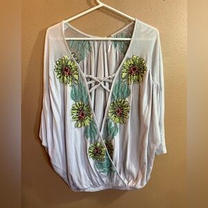 🌺SOLD🌺Free People Floral Embroidered Women's Blouse XL